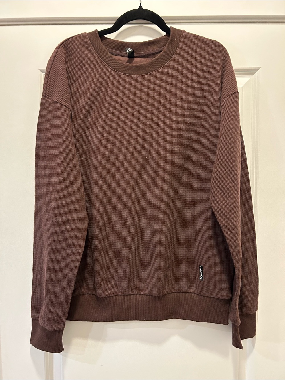 Comfrt Waffle Knit Crewneck Brown Pullover Men’s Medium